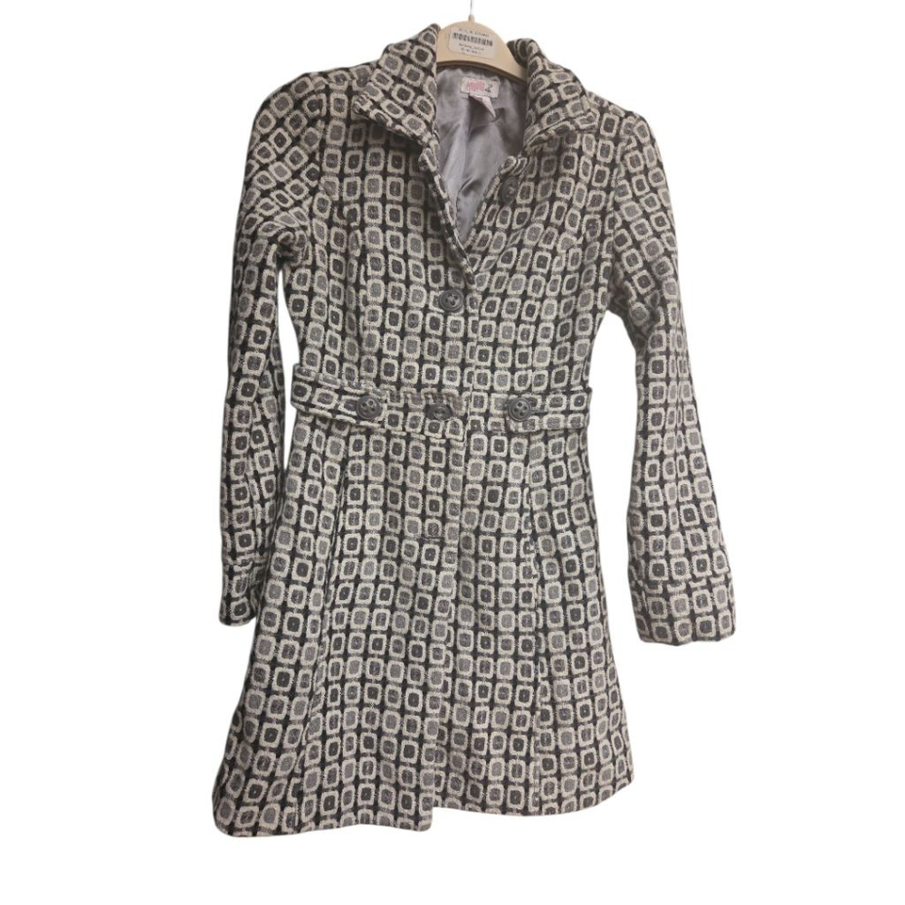 Vintage MADRAG Grey and Biege Geometric Pattern Coat Size S